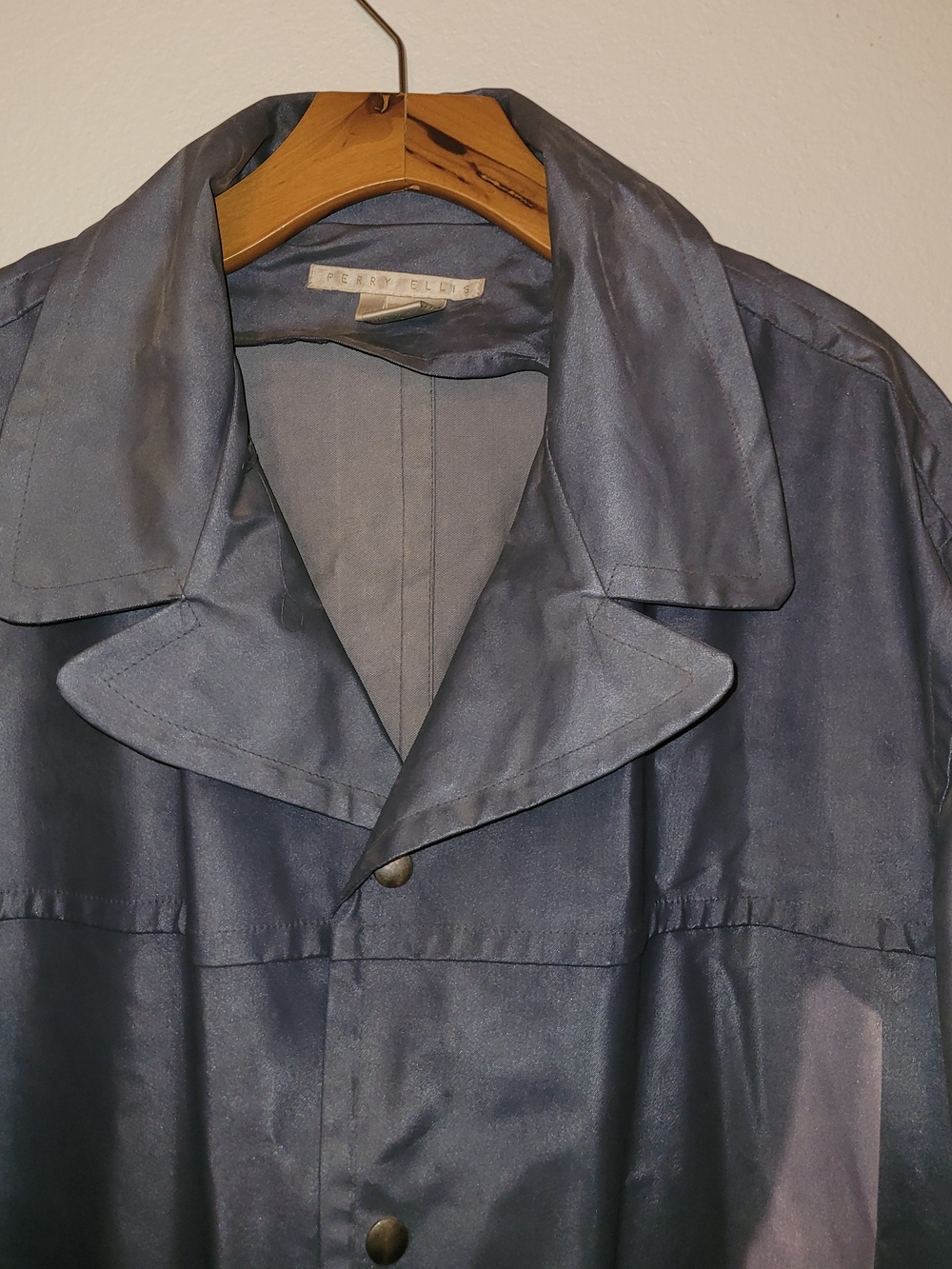 Men's French Blue Satin-Style Lightweight Rain or Shine Coat